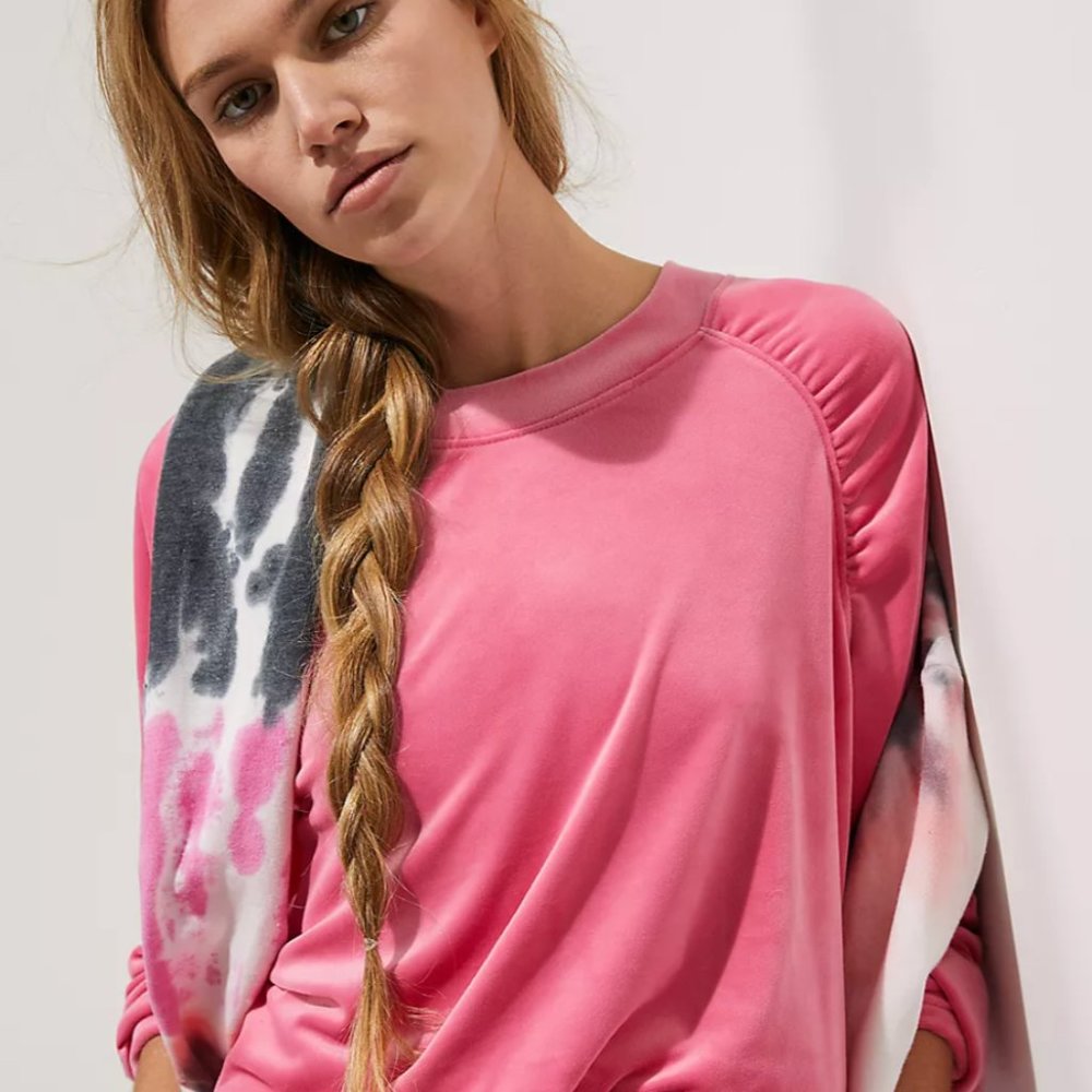 Anthropologie Pink Velvet Sweatshirt by Merida